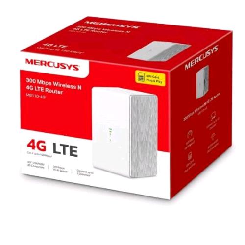 MERCUSYS MB110-4G router 4G LTE N300, fino a 150 Mbps download e 50 Mbps upload, Wi-Fi 2,4 GHz