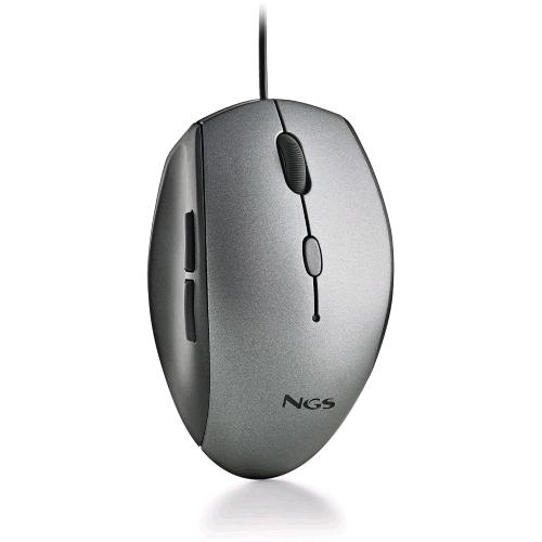 NGS Moth Gray – mouse USB con adattatore USB-C, 800/1200/1600 DPI