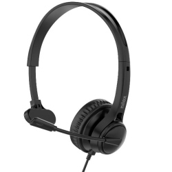 NILOX CUFFIA MONO PROFESSIONALE CON TECNOLOGIA ENC USB-C CON ADATTATORE A USB-A MICROFONO RUOTABILE CONTROLLI SUL CAVO 2 MT NERO