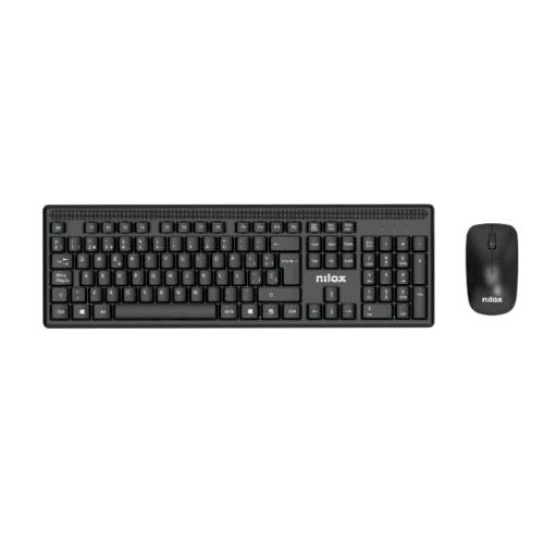 NILOX KIT TASTIERA 105 TASTI LAYOUT ITALIANO + MOUSE WIRELESS 3 PULSANTI 1600 DPI NERO