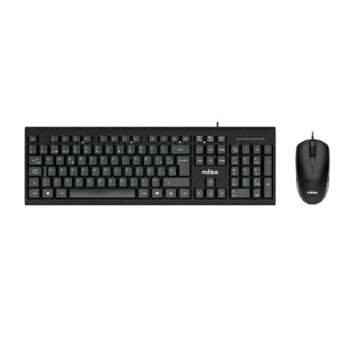NILOX KIT TASTIERA 105 TASTI USB LAYOUT ITALIANO + MOUSE OTTICO 3 PULSANTI 1200 DPI USB CAVO 1.5 MT NERO