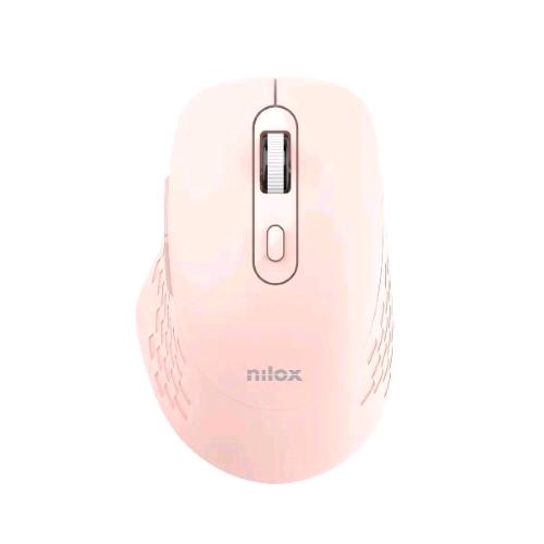 NILOX MOUSE OTTICO EGONOMICO SILENZIOSO DUAL WIRELESS BLUETOOTH + WIRELESS 6 PULSANTI 1.600 DPI ROSA CONFETTO