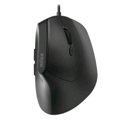 NILOX MOUSE OTTICO VERTICALE USB 6 PULSANTI 3600 DPI REGOLABILI CAVO 1.6 MT NERO