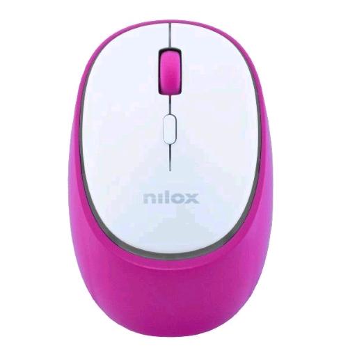 NILOX MOUSE OTTICO WIRELESS RICARICABILE DUAL BLUETOOTH 5.2 + RF 2.4GHz 4 PULSANTI 2 DEI QUALI SILENZIOSI 1.600 DPI REGOLABILI RICARICABILE TRAMITE PORTA USB-C CAVO INCLUSO BIANCO ROSA