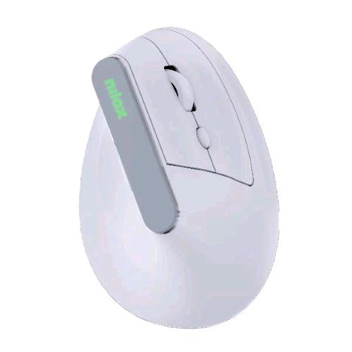 NILOX MOUSE OTTICO VERTICALE WIRELESS RICARICABILE DUAL BLUETOOTH 5.2 + RF 2.4GHz 6 PULSANTI 1.600 DPI REGOLABILI ILLUMINAZIONE RGB ERGONOMICO RICARICABILE TRAMITE PORTA USB-C CAVO INCLUSO BIANCO