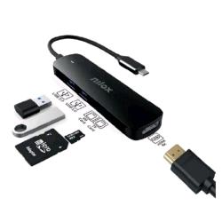NILOX NXDSUSBC05 DOCK USB-C 3 x USB 3.0 1 x HDMI 4K-SD CARD -TF CARD NERO