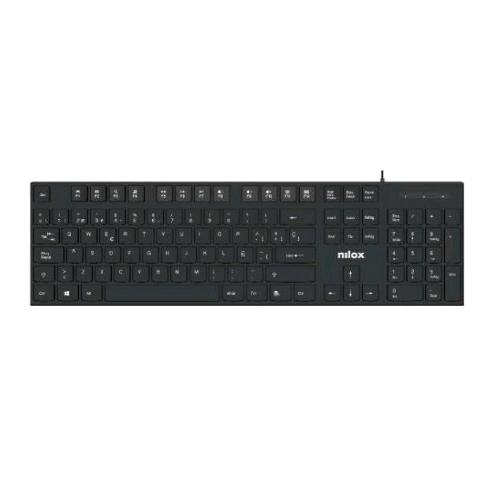 NILOX TASTIERA USB 105 TASTI CON TRATTAMENTO LASER ANTIUSURA 12 TASTI MULTIMEDIALI LAYOUT ITALIANO CAVO 1.5 MT NERO