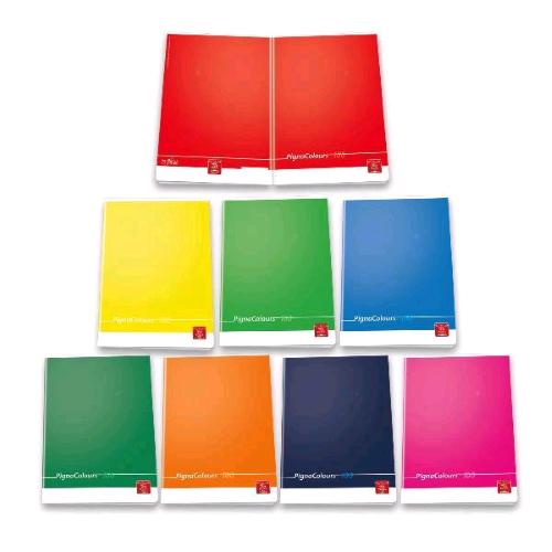 PIGNA COLORS QUADERNO PUNTO METALLICO 100 GR 210X297 mm 18 FOLGI A QUADRETTI 5M COLORI ASSORTITI CONF 10 Pz.
