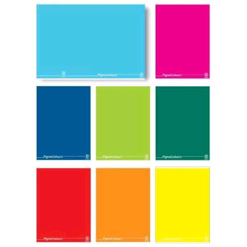 PIGNA COLOURS QUADERNO PUNTO METALLICO 80GR 150X210 mm A5 40 FOGLI A RIGHE 1R COLORI ASSORTITI CONF 10 Pz.