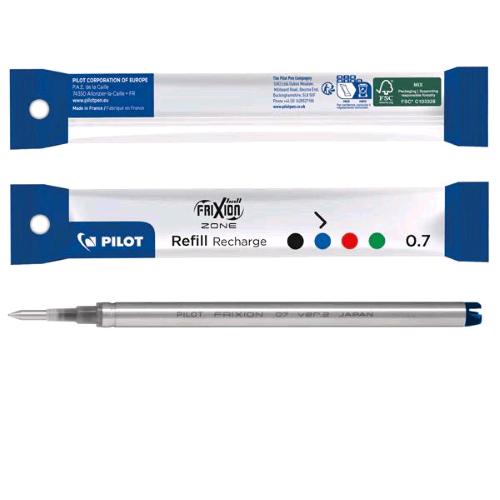 PILOT FRIXION BALL ZONE REFILL PUNTA 0.7 mm BLU