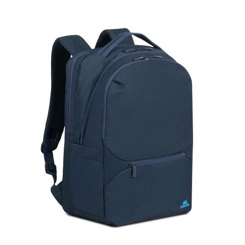 RIVACASE 7764 ZAINO PER NOTEBOOK DA 15.6" IN POLIESTERE 2 SCOMPARTI TASCHE LATERALI E FRONTALI RESISTENTE ALL'ACQUA BLU SCURO