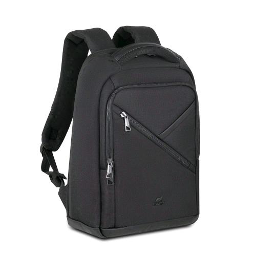 RIVACASE ECO ZAINO PER MACBOOK AIR 15 E NOTEBOOK DA 14" IN RPET 2 SCOMPARTI TASCA FRONTALE TASCA LATERALE CINGHIA PER BAGAGLI NERO