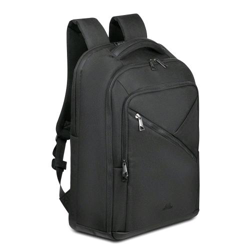 RIVACASE ECO ZAINO PER NOTEBOOK DA 17.3" IN POLIESTERE 2 SCOMPARTI TASCA FRONTALE TASCA LATERALE E CINGHIA PER BAGAGLI NERO
