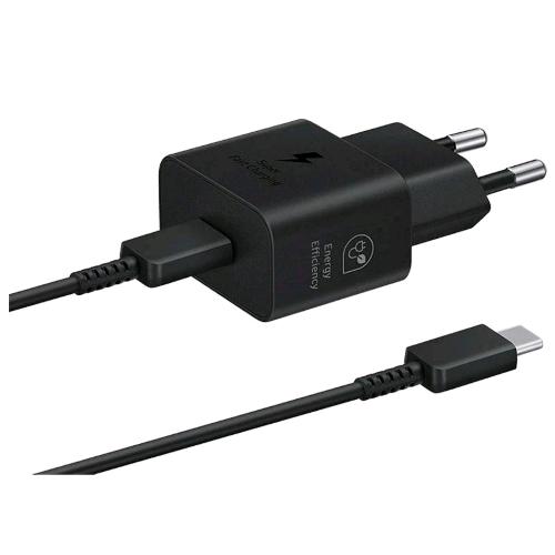 SAMSUNG EP-T2510X CARICABATTERIE DA RETE USB-C 25 W SUPER FAST CHARGING + CAVO USB-C DATI/RICARICA MASCHIO/MASCHIO 1 MT NERO