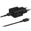 SAMSUNG EP-T2510X CARICABATTERIE DA RETE USB-C 25 W SUPER FAST CHARGING + CAVO USB-C DATI/RICARICA MASCHIO/MASCHIO 1 MT NERO