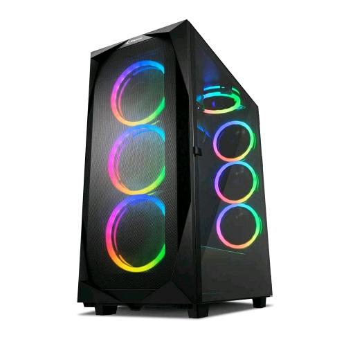 SHARKOON REV300 CASE TOWER ARGB ATX EATX MICRO ATX MINI-ITX VETRO TEMPERATOF VENTOLE 3X140MM 4X120MM 2xUSB 2.0 2xUSB 3.2 A 1xUSB 3.2 TYPE-C COLORE NERO