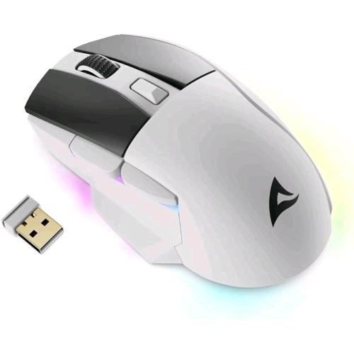 SHARKOON SKILLER SGM50W — mouse gaming wireless e USB, 6.400 DPI, RGB, bianco