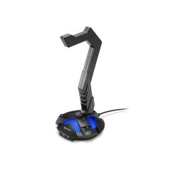 SHARKOON X-Rest 7.1 — supporto per cuffie con scheda audio USB virtual surround e illuminazione LED, nero