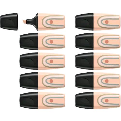 STABILO BOSS ORIGINAL MINI NATURE VIBES EVIDENZIATORE PUNTA A SCALPELLO 2/5 mm BEIGE CONF 10 Pz.