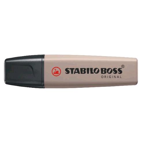 STABILO BOSS ORIGINAL NATURE COLORS EVIDENZIATORE PUNTA A SCALPELLO 2/5 mm CENERE CONF 10 Pz.