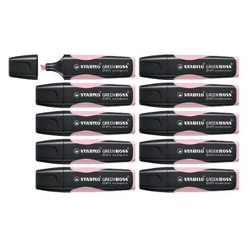 STABILO GREEN BOSS PASTEL EVIDENZIATORE PUNTA A SCALPELLO 2/5 mm ROSA ANTICO CONF 10 Pz.