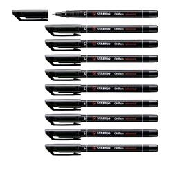 STABILO OHPEN SUPERFINE PENNA RICARICABILE PUNTA IN FIBRA 0.4 mm COLORE NERO CONF. 10 Pz.