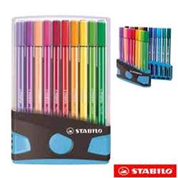 STABILO PEN 68 COLORPARADE PENNARELLI PREMIUM CON ASTUCCIO ANTRACITE AZZURRO COLORI ASSORTITI CONF 20 Pz.