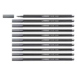 STABILO PEN 68 METALLIC PENNARELLO PUNTA MEDIA ARGENTO METALLIZZATO CONF 10 Pz.