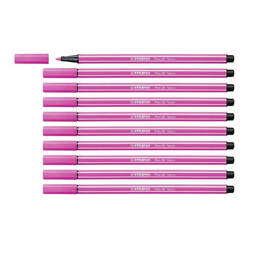 STABILO PEN 68 NEON PENNA PER GRAFICA TRATTO 1 MM COLORE ROSA FLUO CONF. 10 Pz.
