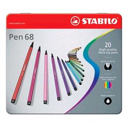 STABILO PEN 68 PENNA PER GRAFICA TRATTO 1 MM COLORI ASSORTITI ASTUCCIO IN METALLO CONF. 20 Pz.