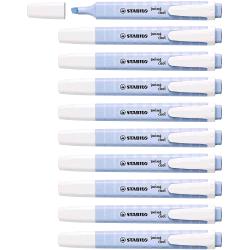 STABILO SWING COOL PASTEL EVIDENZIATORE PUNTA A SCALPELLO 1/4 mm AZZURRO NUVOLA CONF 10 Pz.