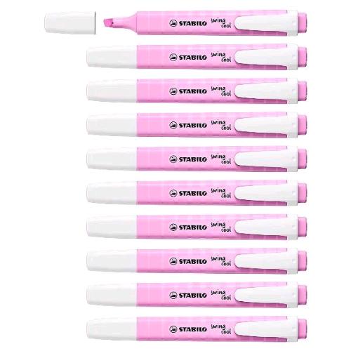 STABILO SWING COOL PASTEL EVIDENZIATORE PUNTA A SCALPELLO 1/4 mm FUCSIA CONF 10 Pz.
