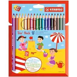 STABILO TRIO MAXI MATITE COLORATE 5mm 18 COLORI ASSORTITI CON TEMPERINO CONF 18 Pz.