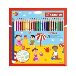 STABILO TRIO MAXI MATITE COLORATE 5mm 24 COLORI ASSORTITI CON TEMPERINO CONF 24 Pz.