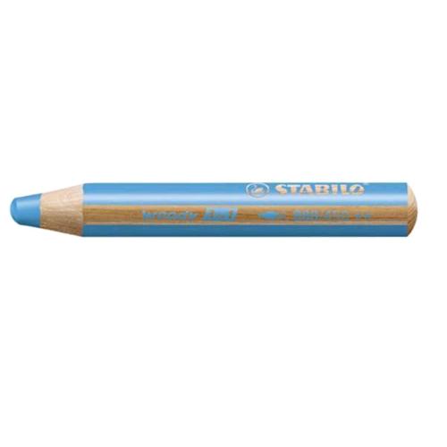 STABILO WOODY 3 IN 1 PASTELLO A CERA E ACQUARELLO MINA 10 mm AZZURRO CONF 5 Pz.