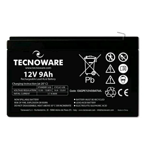 TECNOWARE POWER BATTERY TECNOWARE 12V 9AH FASTON 6,3 MM LONG LIFE (24 Mesi di Garanzia)