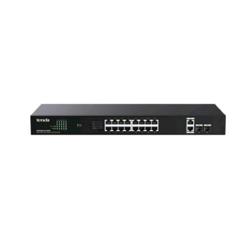 Tenda TEG1120P-16-150W — switch 18 porte Gigabit RJ45, 16 PoE+ con budget 135 W, 2 slot SFP Gigabit, montabile a rack