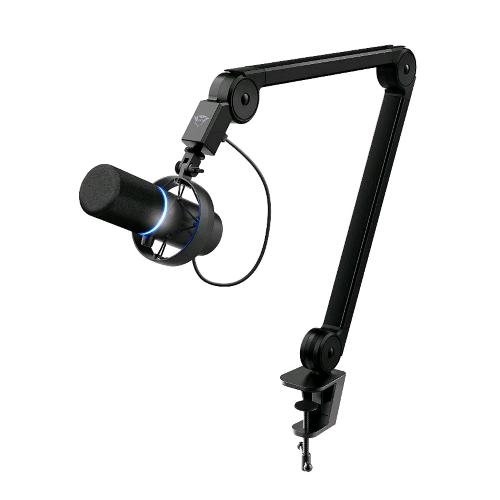 TRUST GXT 255+ ONYX MICROFONO PROFESSIONALE CON BRACCIO PATTERN CARDIOIDE FILTRO POP LED MICROFONO USB PER PODCASTING STREAMING REGISTRAZIONE BROADCASTING BLACK