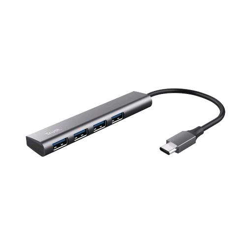 TRUST HALYX 4 PORTE HUB USB-A 3.2 GEN 1 VELOCITA 5 GBPS MULTIPRESA USB PLUG & PLAY SDOPPIATORE MULTIPORTA USB-A ADATTATORE COMPATTO PER PC LAPTOP DESKTOP PORTATILE MACBOOK GRIGIO