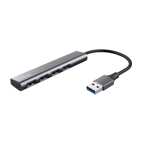 TRUST HALYX 4 PORTE HUB USB-A 3.2 GEN 1 VELOCITA 5 GBPS MULTIPRESA USB PLUG & PLAY SDOPPIATORE MULTIPORTA USB-A ADATTATORE COMPATTO PER PC LAPTOP DESKTOP PORTATILE MACBOOK GRIGIO