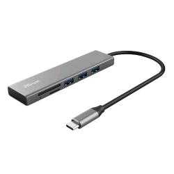TRUST HALYX FAST HUB USB-C A USB 3.2 CON CARD READER MICROSD SD SDHC SDXC ALLUMINIO