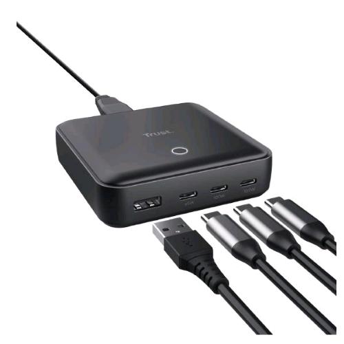 TRUST MAXO 100 DESKTOP CHARGER CARICABATTERIE DA TAVOLO PD 100 W 4 PORTE - 3 x USB-C 1 x USB-A NERO