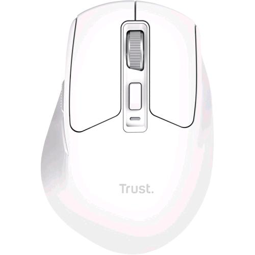 TRUST NIVEN COMFORT MOUSE OTTICO WIRELESS ERGONOMICO RICARICABILE MULTIDISPOSITIVO BLUETOOTH + RF 2.4GHz 800-3200 DPI SELEZIONABILI PULSANTI SILENZIOSI BIANCO