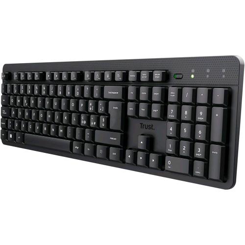 TRUST ODY II TASTIERA WIRELESS SILENZIOSA LAYOUT ITALIANO QWERTY TASTI A PROFILO RIBASSATO RESISTENTE AGLI SCHIZZI RICEVITORE USB 2.4GHz PER LAPTOP MAC NERO