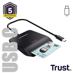 TRUST PRIMO LETTORE DI SMART CARD DNI (TIPO TESSERA SANITARIA) USB-C NERO