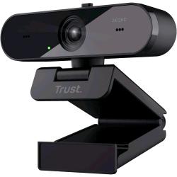 TRUST TAXON WEBCAM QHD 2K 2560 x 1440p AUTOFOCUS LENTE GRANDANGOLARE 2 MICROFONI FILTRO PRIVACY PER Skype, Teams, Zoom, Computer, Laptop, Mac NERO