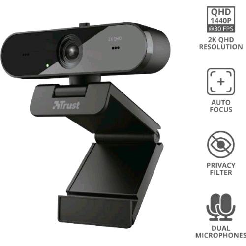 TRUST TW-250 QHD WEBCAM 2K 2560 x 1440 AUTOFOCUS 2 MICROFONI FILTRO PRIVACY
