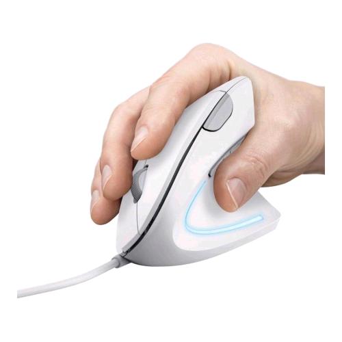 TRUST VERTO ERGO MOUSE ERGOMICO USB-A 6 PULSANTI 1.600 DPI ILLUMINATO CAVO 1.5 MT BIANCO