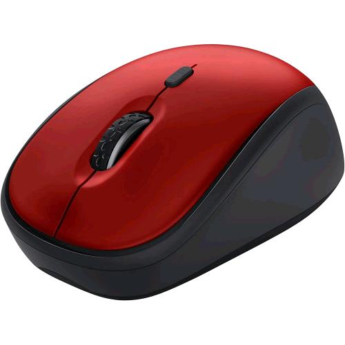 TRUST Yvi+ MOUSE WIRELESS COMPATTO SILENZIOSO 800-1600 DPI MANO SINISTRA E DESTRA MICRORICEVITORE USB BLACK/RED
