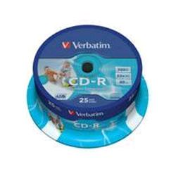 VERBATIM CD-R 700MB 52X INKJET PRINTABLE 25PZ
